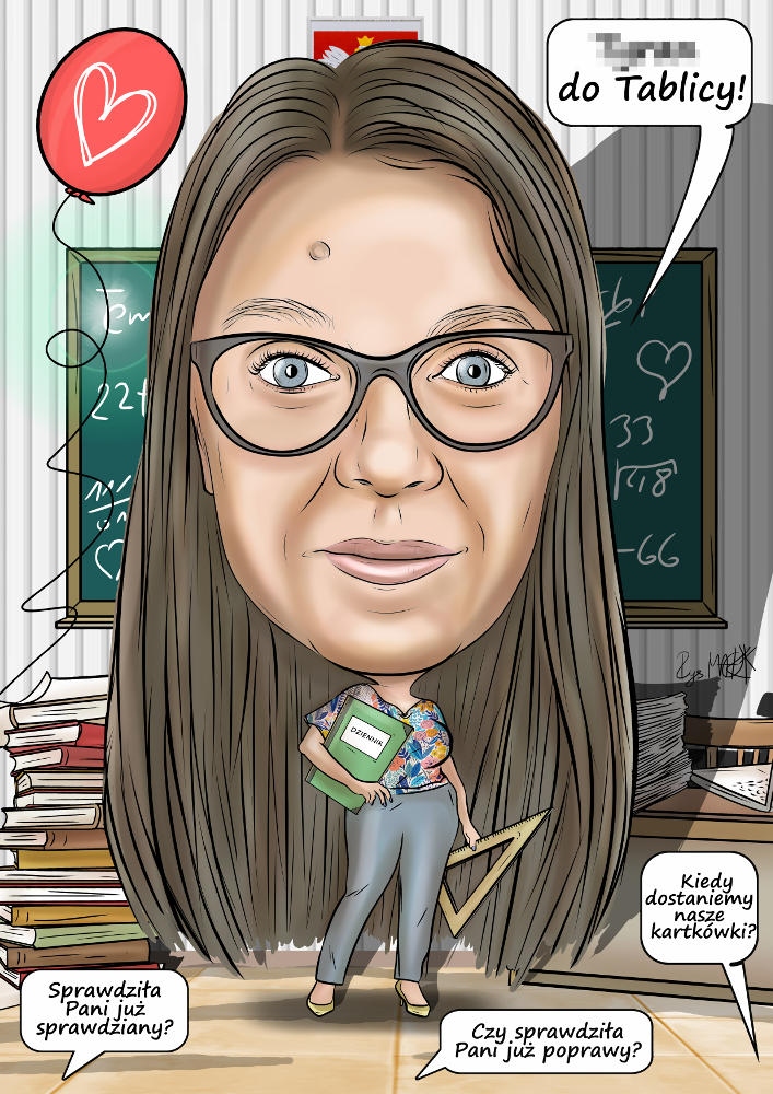 Karykatura dla pani nauczycielki