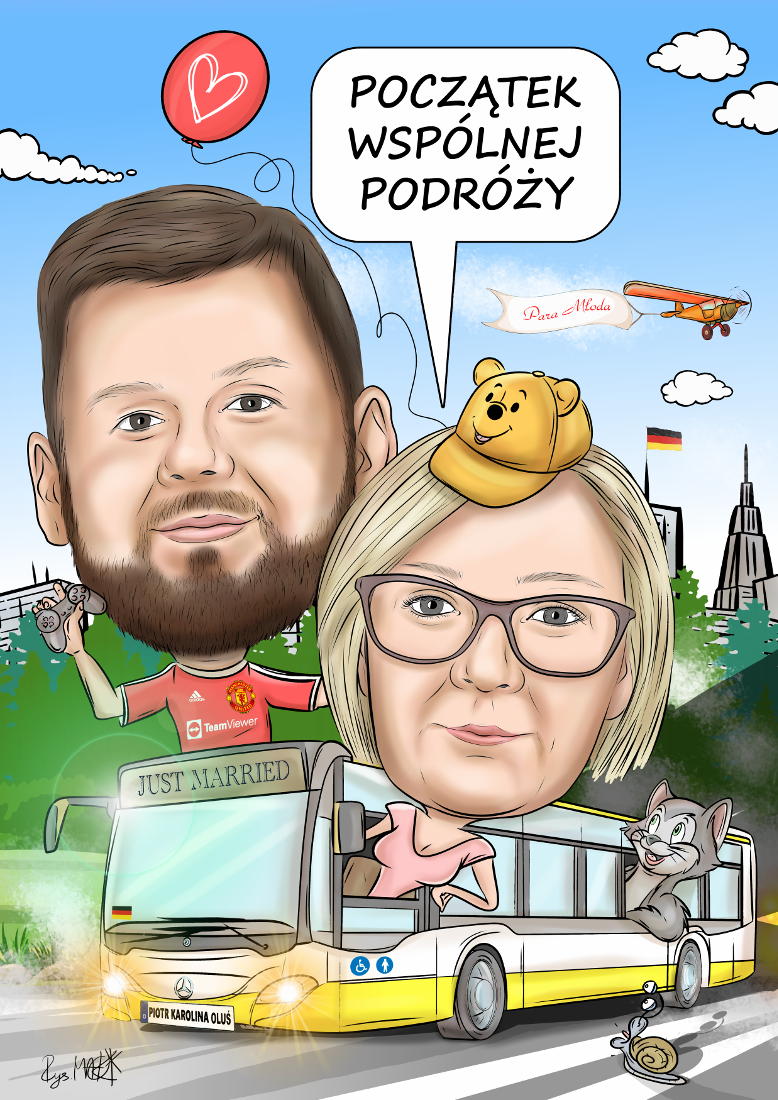 Karykatura dla pary młodej