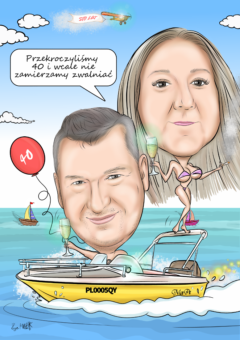 Letnia karykatura urodzinowa