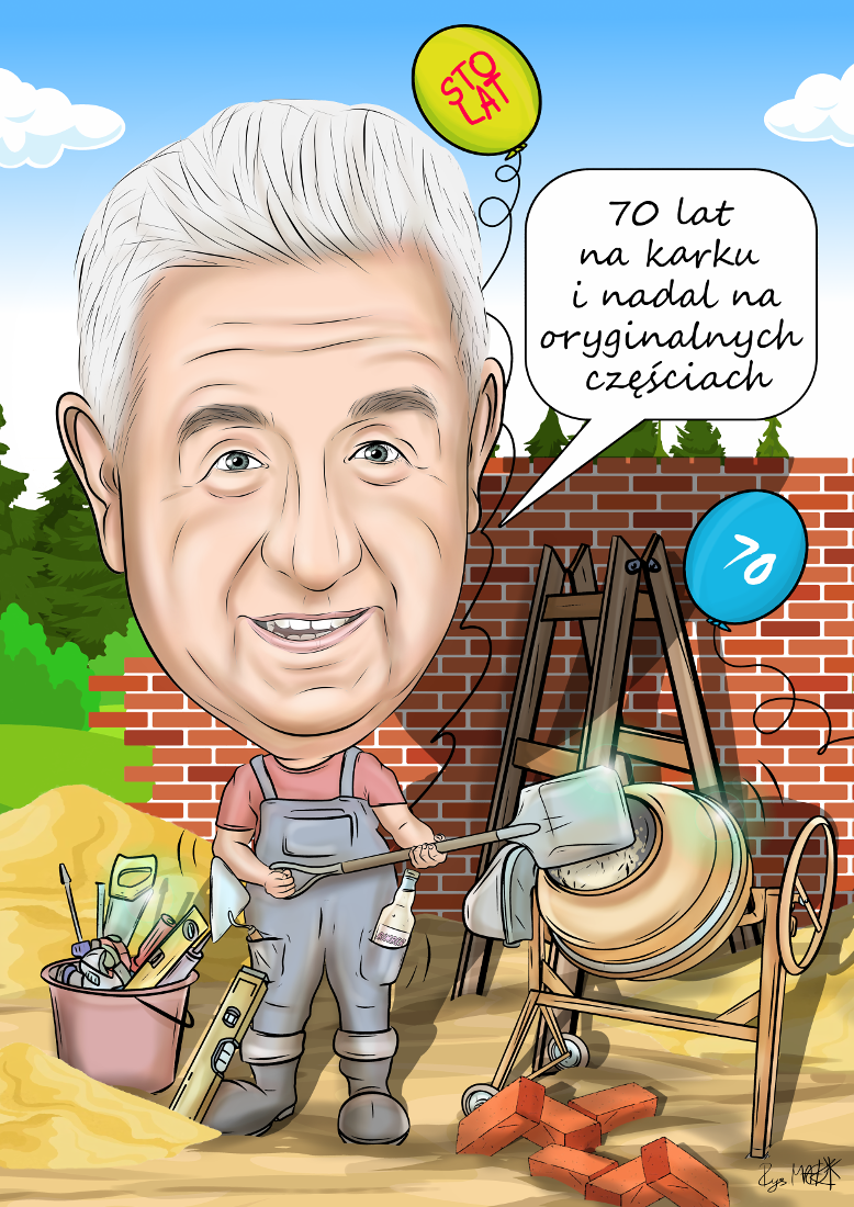 Karykatura dla budowlańca