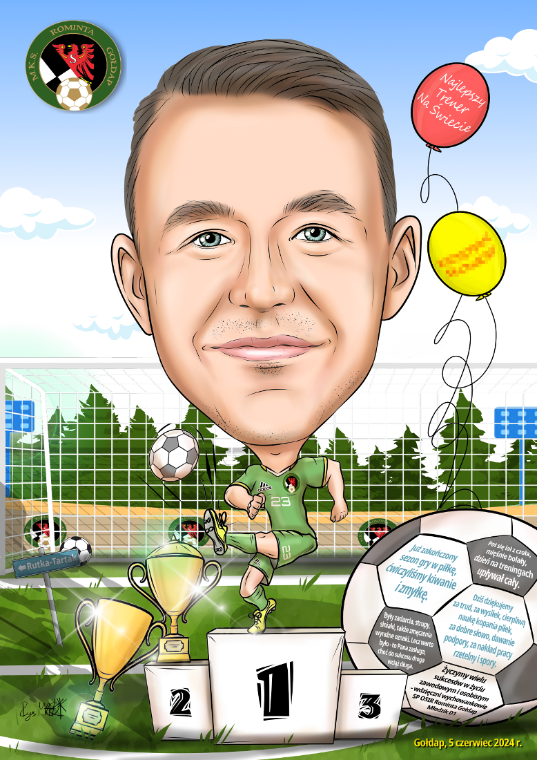 Karykatura dla trenera i piłkarza