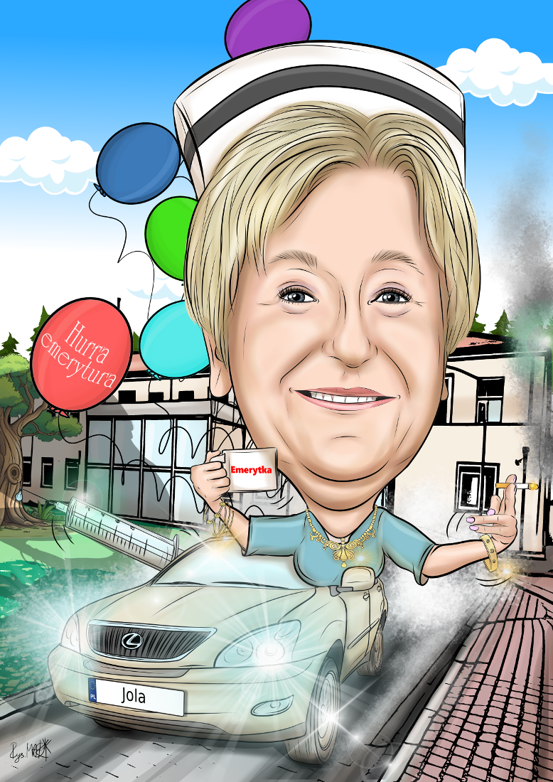 Karykatura dla emerytki