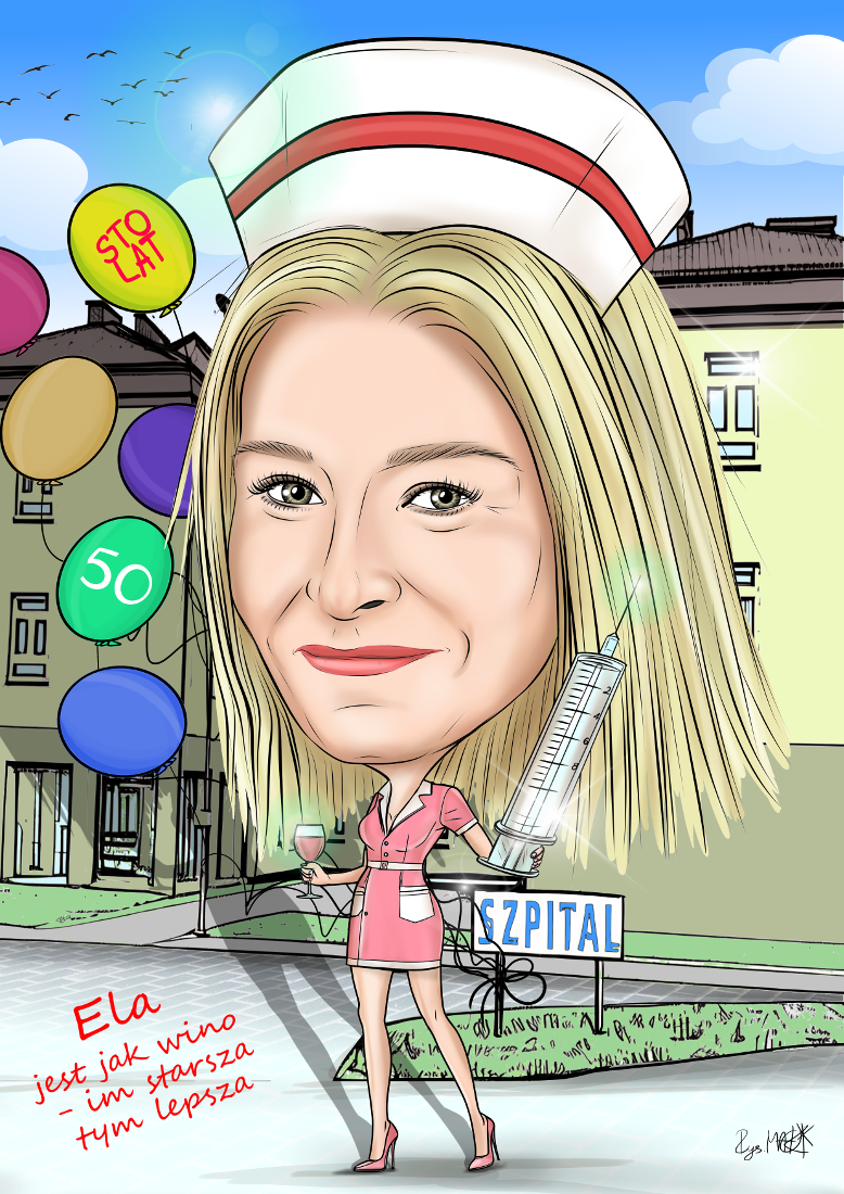 Karykatura dla położnej