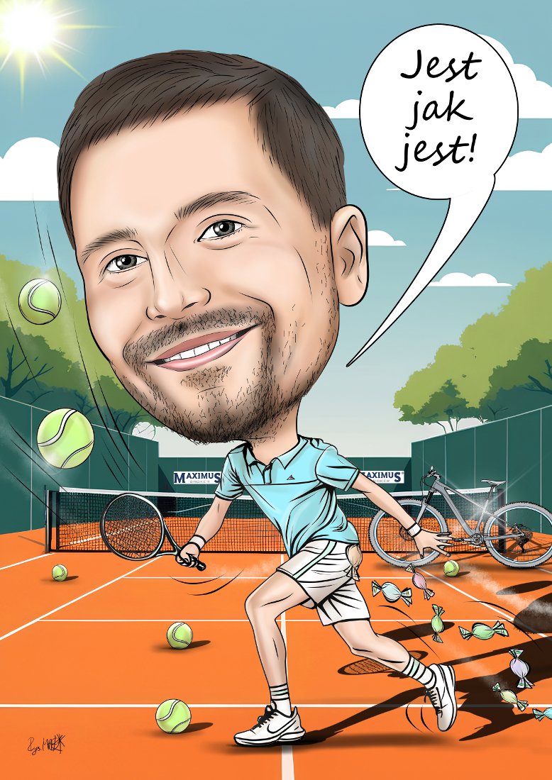 Karykatura dla tenisisty
