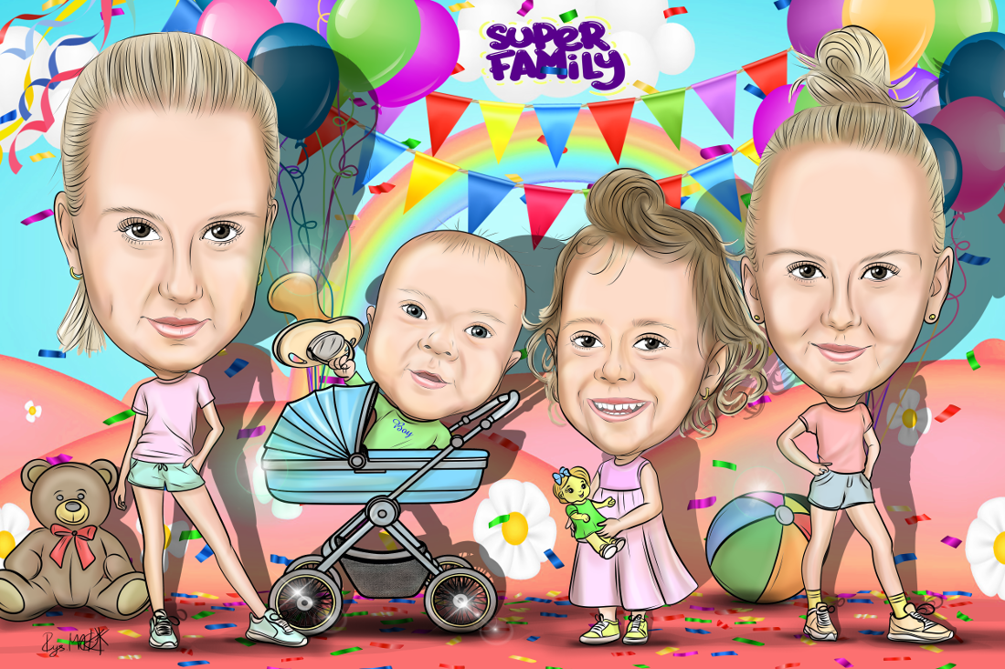 Karykatura rodzinki