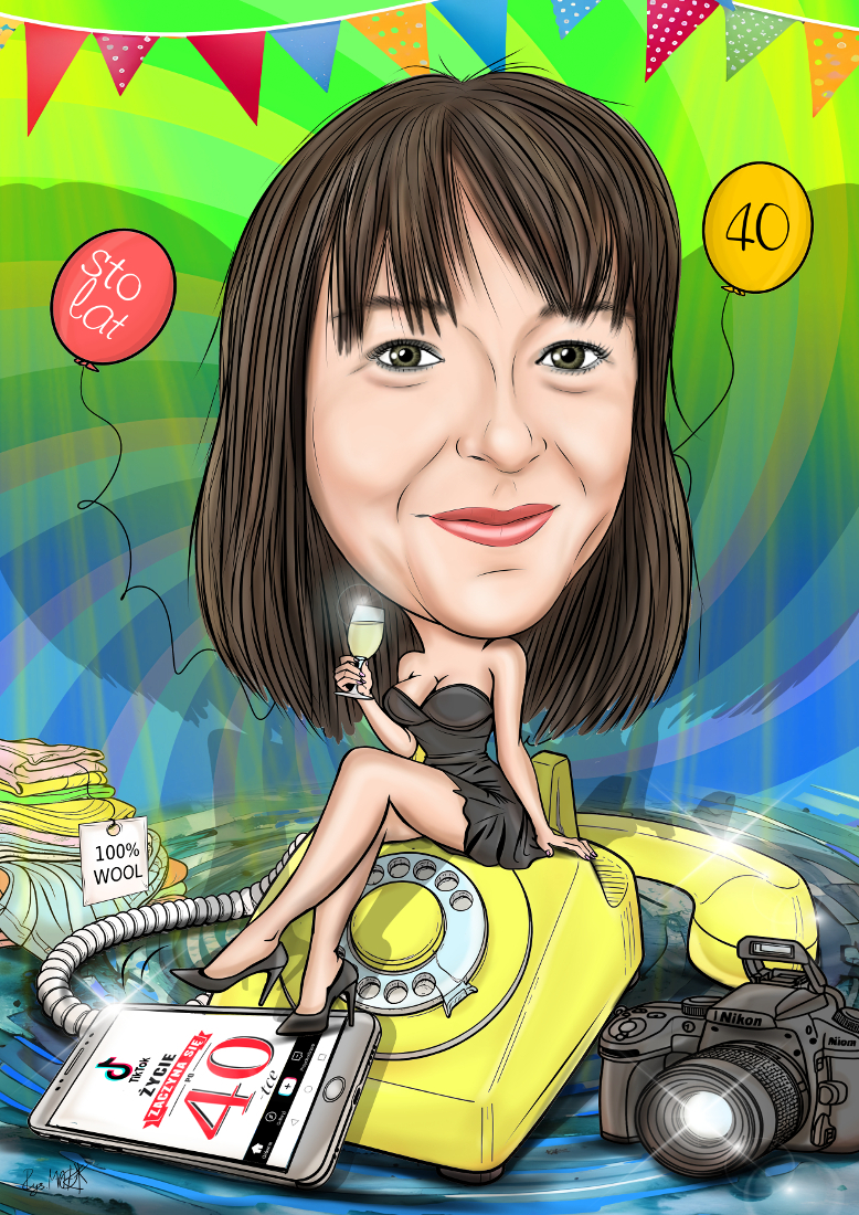 Karykatura Urodzinowa dla Kobiety z Pasją