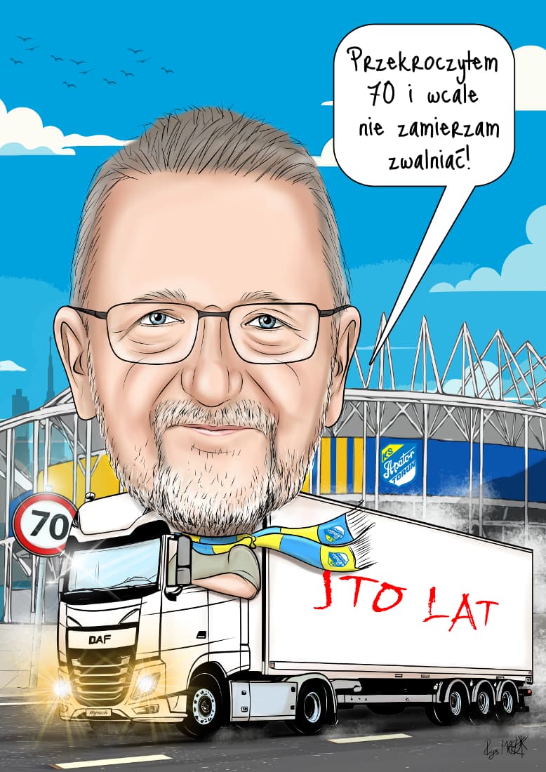 Karykatura urodzinowa dla Pana kierowcy i fana żużla